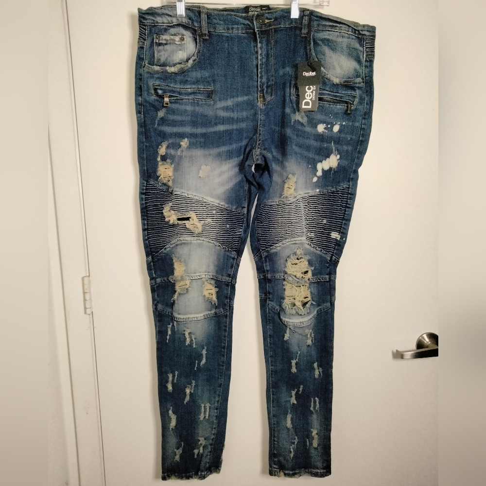 Decibel (Size 42) Distressed Explore the World Denim Jeans (NEW)